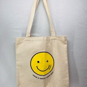Beige Smiley‎ Face Reusable Tote Bag
